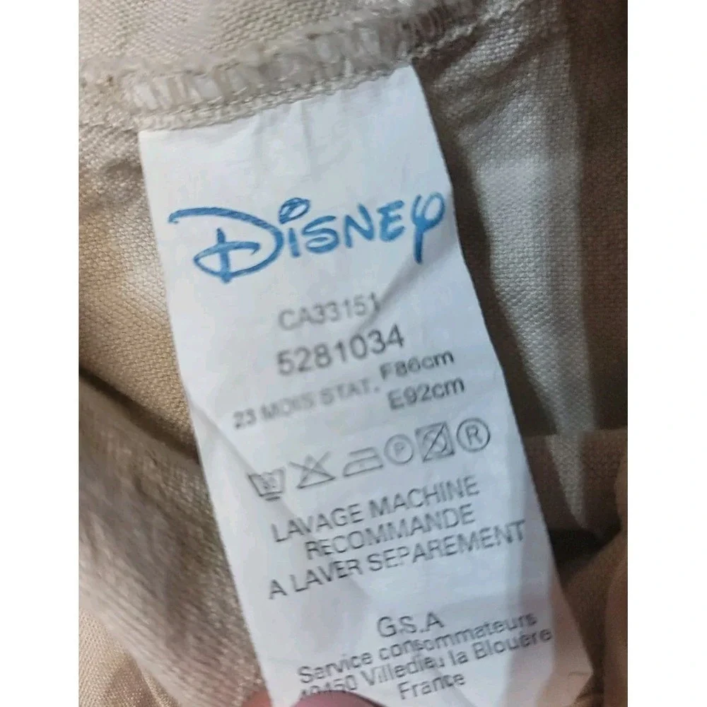 Vintage Linen Romper  24 Months Beige  Disney Pants Susperders Lot Of 2